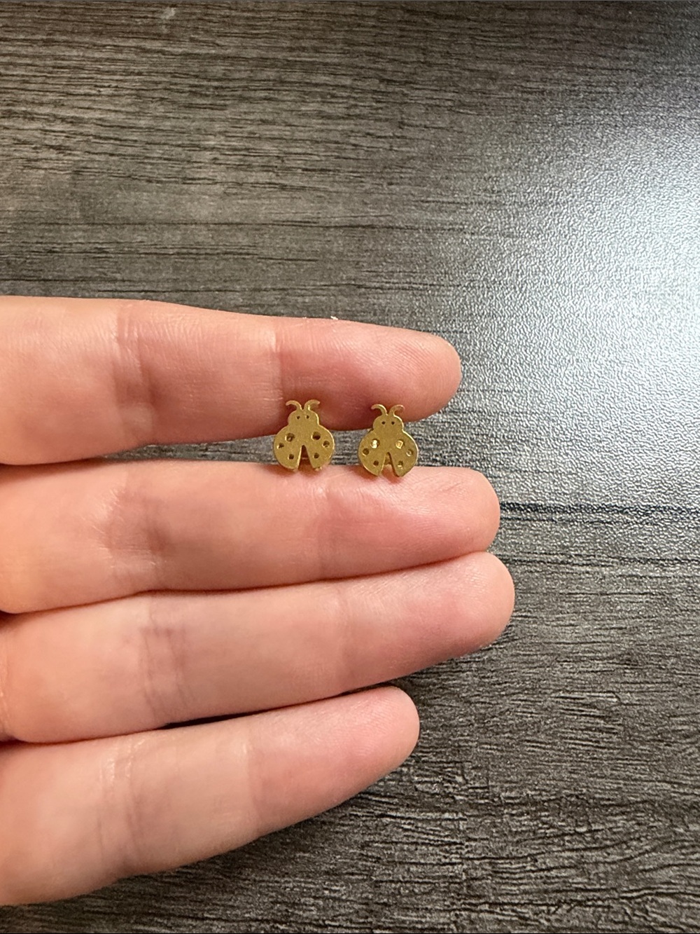 Gold plated stainless steel ladybug stud earrings